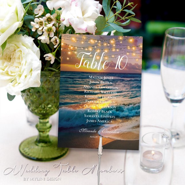 Remerciements Carte de table Sunset Lights Beach Seating Chart (Créateur téléchargé)