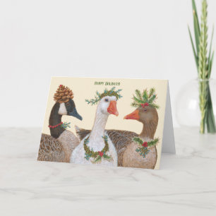 Remerciements Carte de vacances Festive Geese