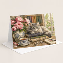 Carte de vœux aquarelle Library Companion