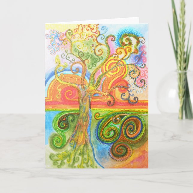 Remerciements Carte de voeux avec design d'arbre psychédélique (Devant)