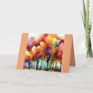 Remerciements Carte de voeux blanche automne Arbres Aquarelle