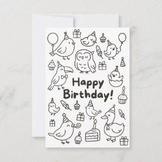 Remerciements Carte de vœux d'anniversaire Minimal Bird Doodle