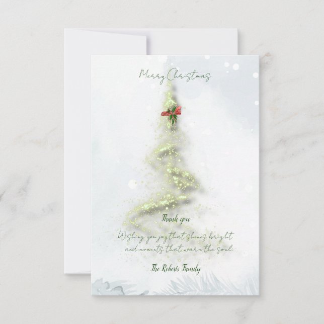 Remerciements Carte de vœux de Noël Arbre scintillant (Devant)