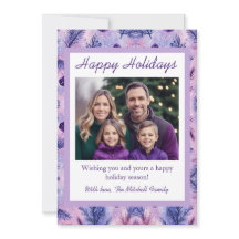 Carte de voeux de vacances violet blanc