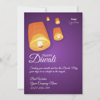 Remerciements Carte de vœux Diwali élégante avec lanterne célest