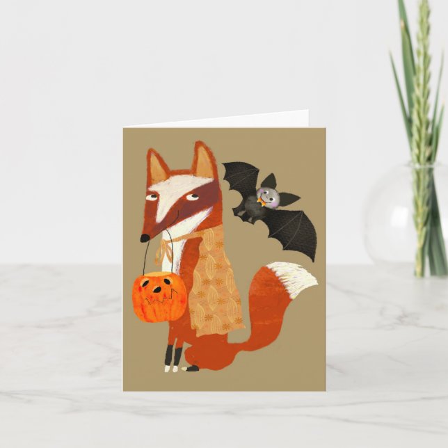 Remerciements Carte de voeux éffrayant Halloween Cute Fox BLANK (Devant)