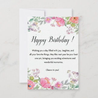 Remerciements Carte de vœux élégante avec fleurs pour un joyeux