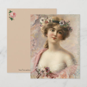 Remerciements Carte de voeux féminine vintage de mode victorienn