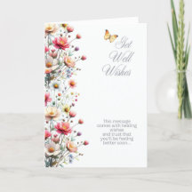 Carte de vœux florale pour un prompt rétablissemen