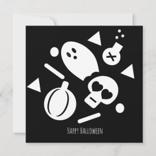 Remerciements Carte de vœux Joyeux Halloween Paillettes Squele