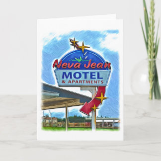Remerciements Carte de voeux Neva Jean Motel Retro Neon