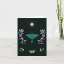 Carte de vœux petite Lune papillon de lune illumin