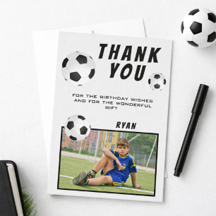 Remerciements Carte de vœux photo de football de soccer pour ann
