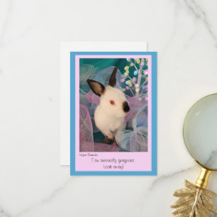 Remerciements Carte de vœux plate drôle de lapin avec enveloppe