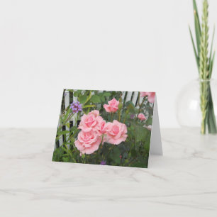 Remerciements Carte de vœux pliée vierge aux roses roses