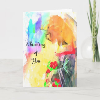 Remerciements Carte de voeux sereine d'ange pensant à vous