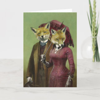 Remerciements Carte de voeux Victorian Fox Couple