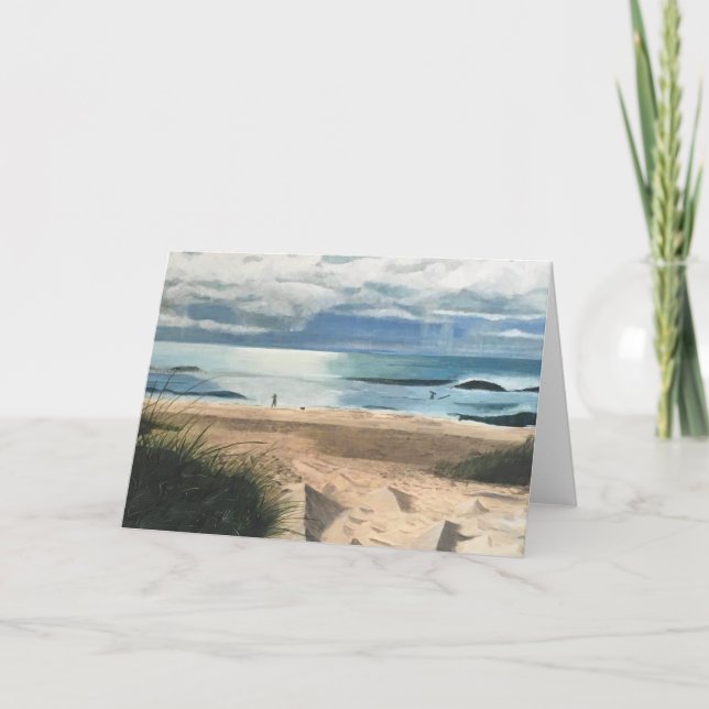 Remerciements Carte de voeux vierge Plage Peinture de soleil (Devant)