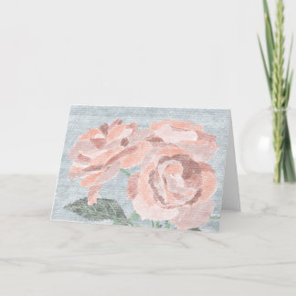 Remerciements Carte de voeux vierge Rose tirée à la main