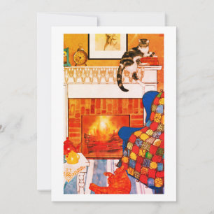 Remerciements Carte de vœux vierge scène cosy chats