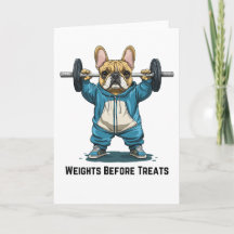 Carte drôle de French Bulldog faisant de la muscul