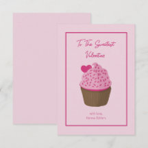 Carte en forme de cœur de cupcake pour la Saint-Va