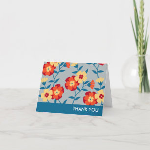 Remerciements Carte florale moderne de jaune, bleue et orange de