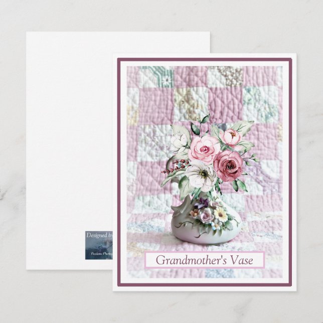 Remerciements Carte Note Vase de grand-mère (Devant / Derrière)