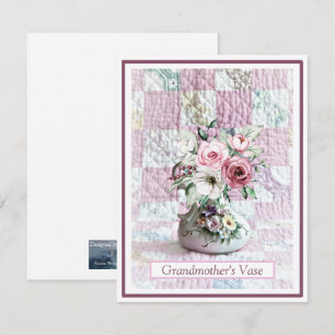 Remerciements Carte Note Vase de grand-mère