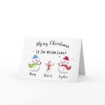 Carte personnalisée de Noël de famille