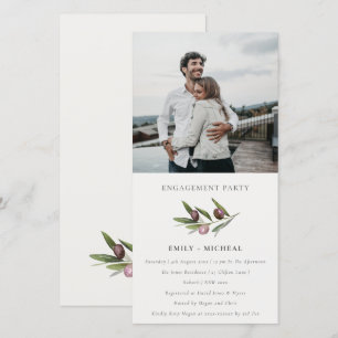 Remerciements Carte photo Fiançailles de feuillage Chic Olive Br