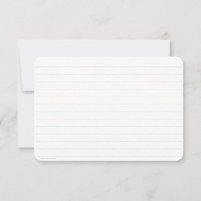 Remerciements Carte Plat Rainbow Pastel avec règle de point (Dos)