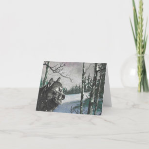 Remerciements Carte pliée de la scène extérieure du loup d'hiver