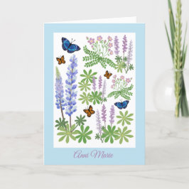 Remerciements Carte pliée fleurs sauvages et papillons de la Fêt