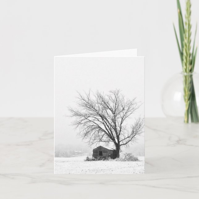 Remerciements Carte pour notes vierge de la scène hivernale du h (Devant)