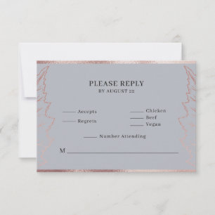 Remerciements Carte RSVP de mariage classique Rose d'or Feuilles