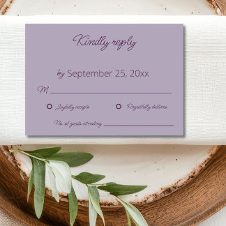 Remerciements Carte RSVP de mariage Lilac