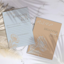 Carte RSVP minimaliste de mariage floral
