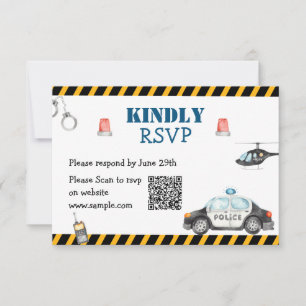 Remerciements Carte RSVP QR de la fête d'anniversaire de la poli
