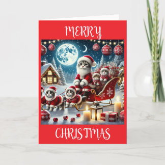 Remerciements Cat Santa Clause Carte de Noël