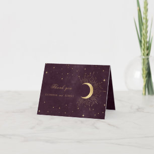 Remerciements céleste minuit noir étoiles or Carte de remercieme