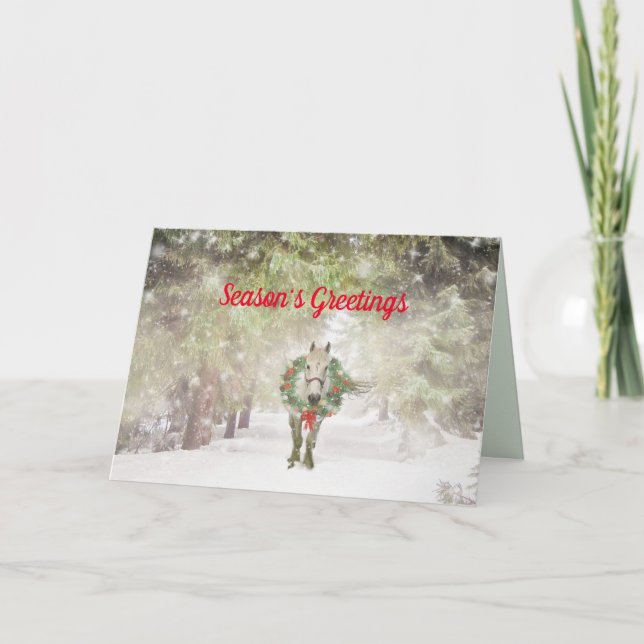 REMERCIEMENTS CHEVAL AVEC CARTE DE NOËL WREATH (Devant)