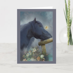 Remerciements Cheval noir - Carte de voeux