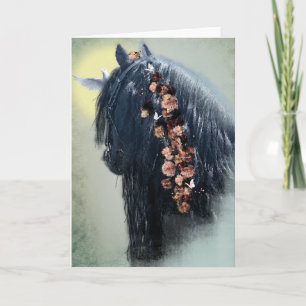 Remerciements Cheval Noir - Carte de Vœux