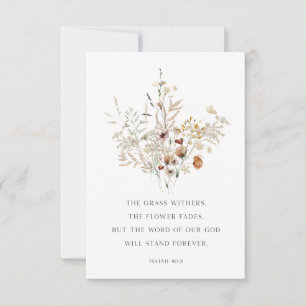 Remerciements Christian Floral Art Isaiah 40:8 Carte de voeux