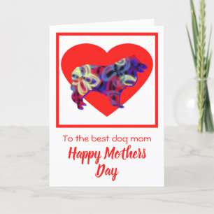 Remerciements Collie Rough Dog Red Heart Carte de fête des mères