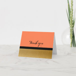 Remerciements Coral & Gold Modern Glam Purger Carte de remerciem