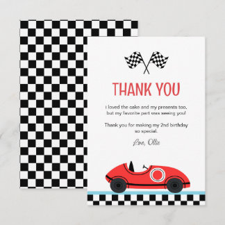 Remerciements Course voiture rouge Anniversaire Carte de remerci