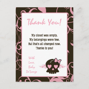 Remerciements crâne Girly de punk de rose de fille du carte de