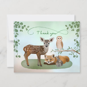 Remerciements Créatures forestières des bois Carte de remercieme